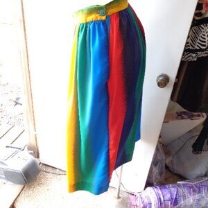Vintage J Ellis Thin Rainbow Skirt Fitted Waist USA Made AS IS Hem